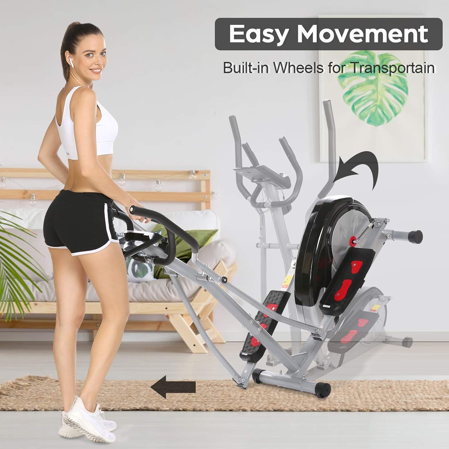 Elliptical Machine Magnetic Elliptical Training Machine for Home Use Elliptical Training Machines with LCD Monitor and Smooth Quiet Driven Pulse Rate Grips