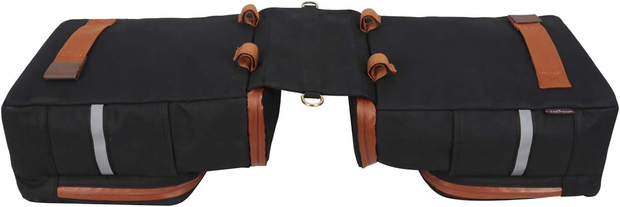 TOURBON Canvas Pannier Bicycle Rear Rack Back Seat Tail Insulated Trunk Cooler Double Bag