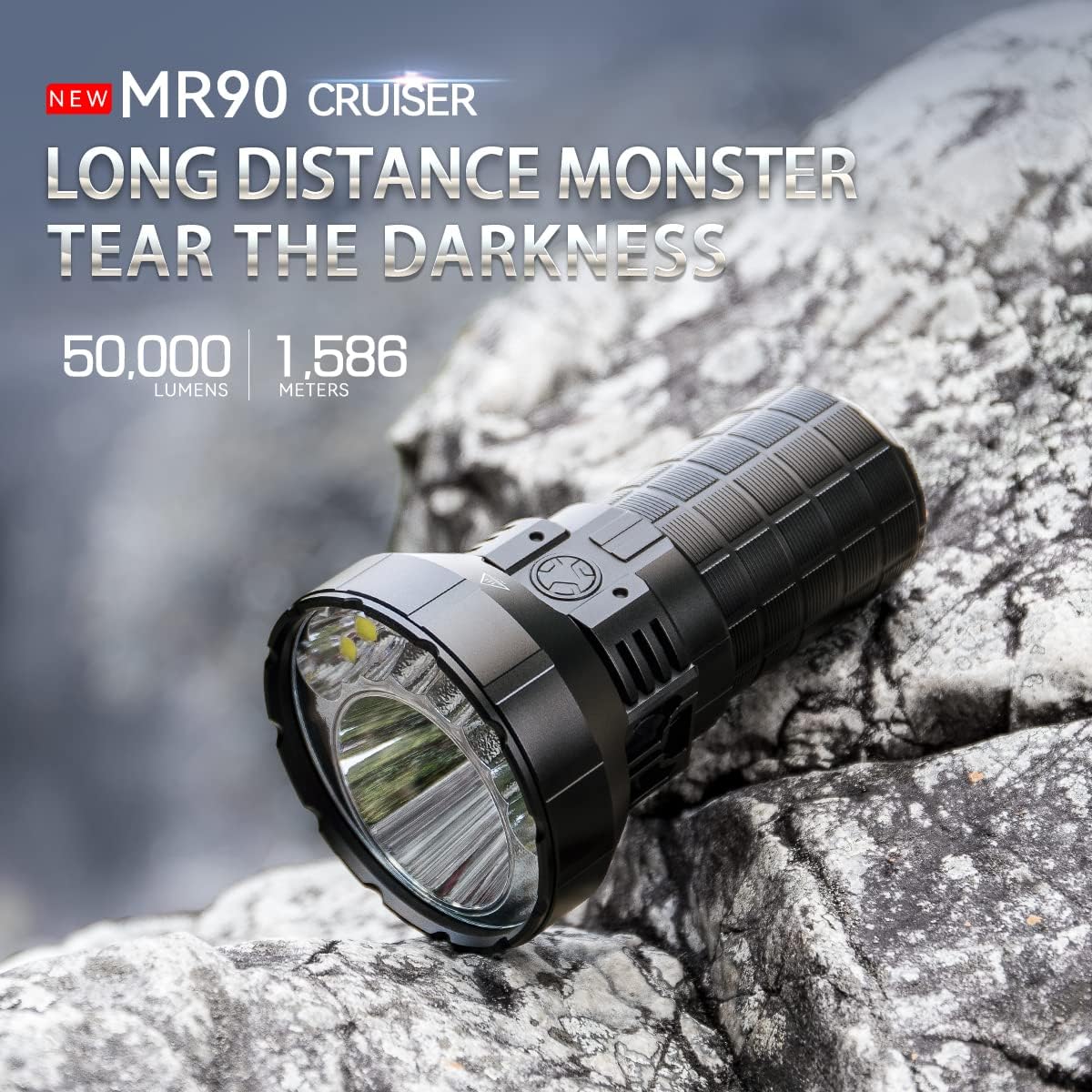 IMALENT MR90 Rechargeable Flashlight 50000 Lumens, Super Bright Flashlights with Cree XHP 70.2 LEDs Long Beam Distance 1586 Meters, Tactical Torch for Camping and Hiking