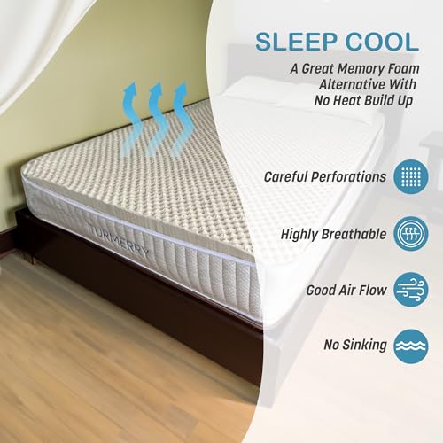 Green Natural Organic Egg Crate Latex Mattress Topper Queen Size - Medium Firm - GOLS Certified Organic Convoluted Latex Foam - Pressure Point Back Pain Relief Sleeps Cool Breathable Bed Pad