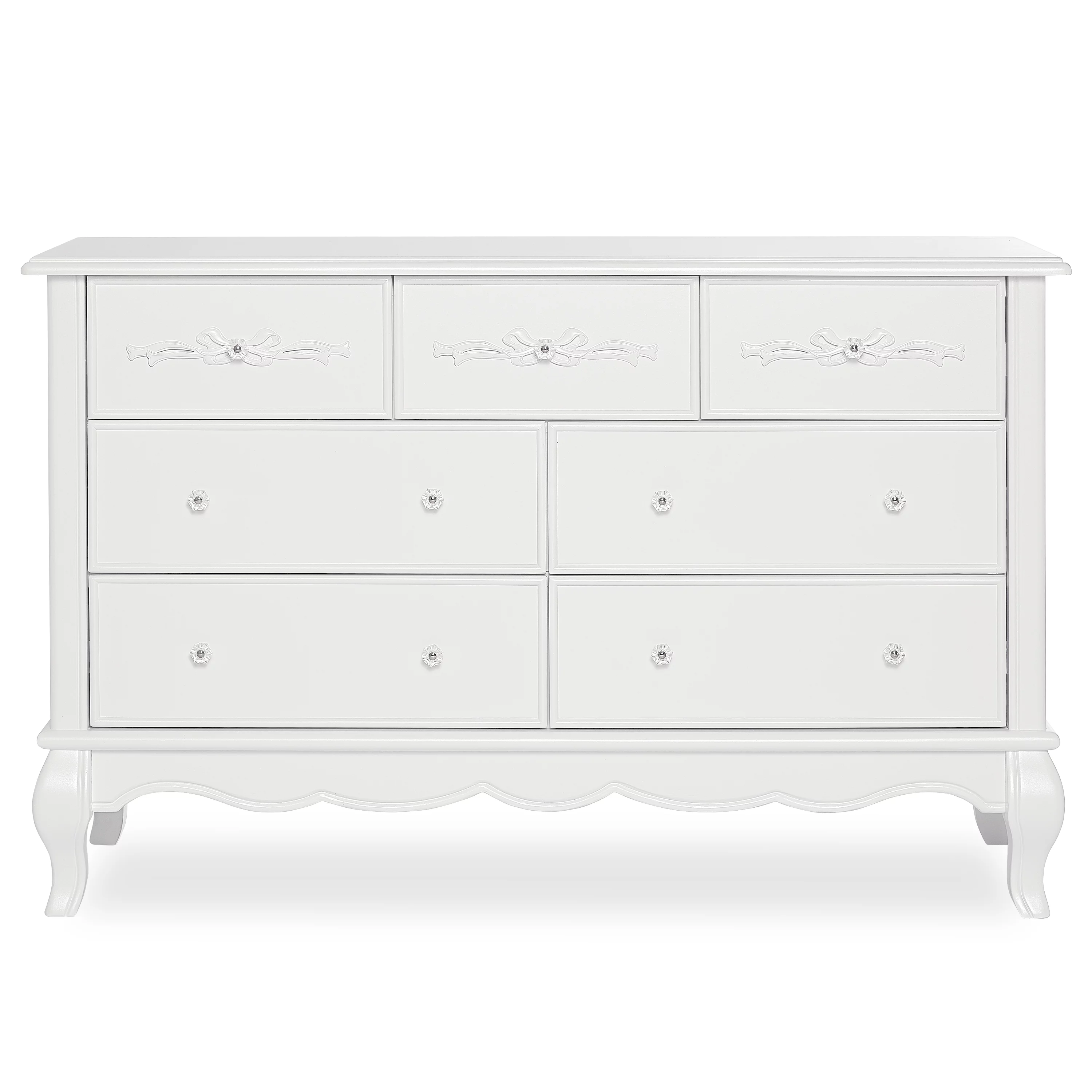 Evolur Aurora 7 Drawer Double Dresser Frost, Spacious Drawers