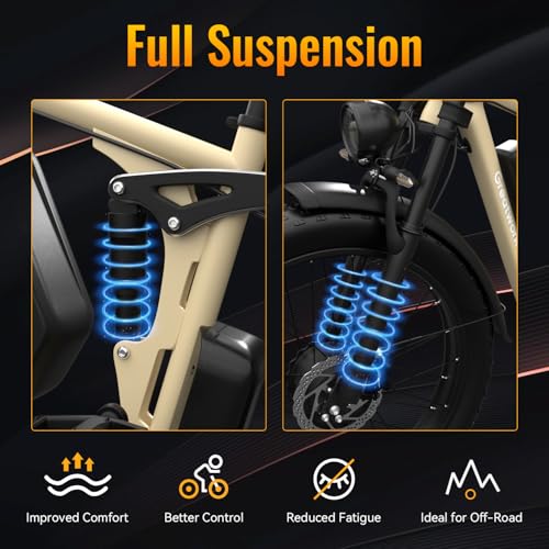 Dual Motor Electric Bike for Adults, 52V 4000/5000W Peak Motor, 40/45MPH, 1300Wh Battery, Up to 100 Miles Range, 26" x 4.0 Fat Tire Ebike with 7-Speed, Suspension, Turn Signals and Dual Disc Brakes
