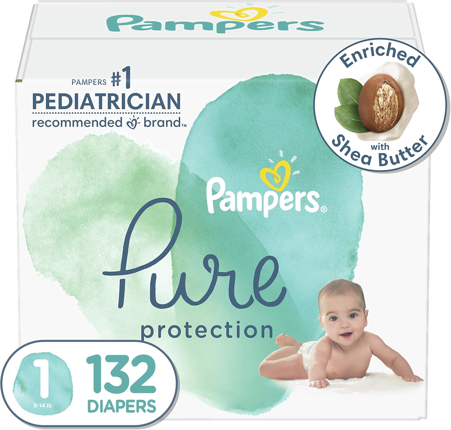 Pampers Pure Protection Newborn Diapers Size 1 132 Count Pack of 2
