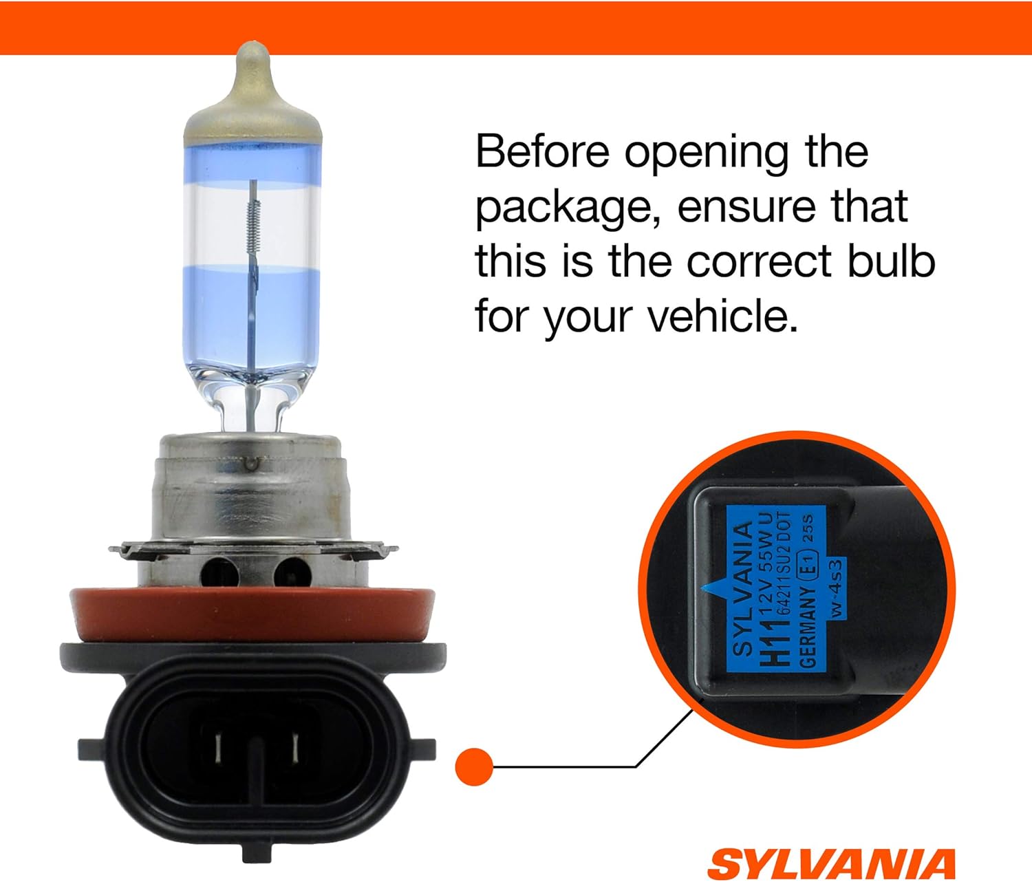 SYLVANIA - H11 SilverStar Ultra - High Performance Halogen Headlight Bulb, High Beam, Low Beam and Fog Replacement Bulb, Brightest Downroad with Whiter Light, Tri-Band Technology (Contains 2 Bulbs) Pack of 2