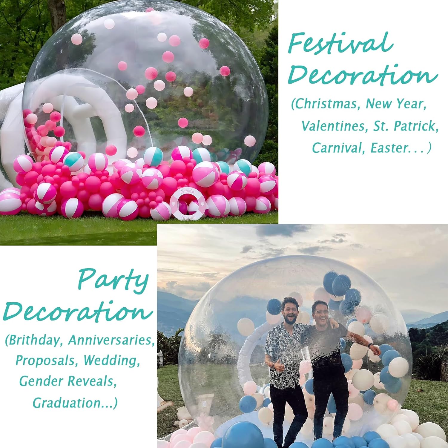 10FT Bubble House Inflatable Bubble Tent, Clear Bubble Balloon Dome Tent with Blower&Pump, Transparent Bubble Garden Tent for Events Exhibitions Party Wedding Birthday Decor