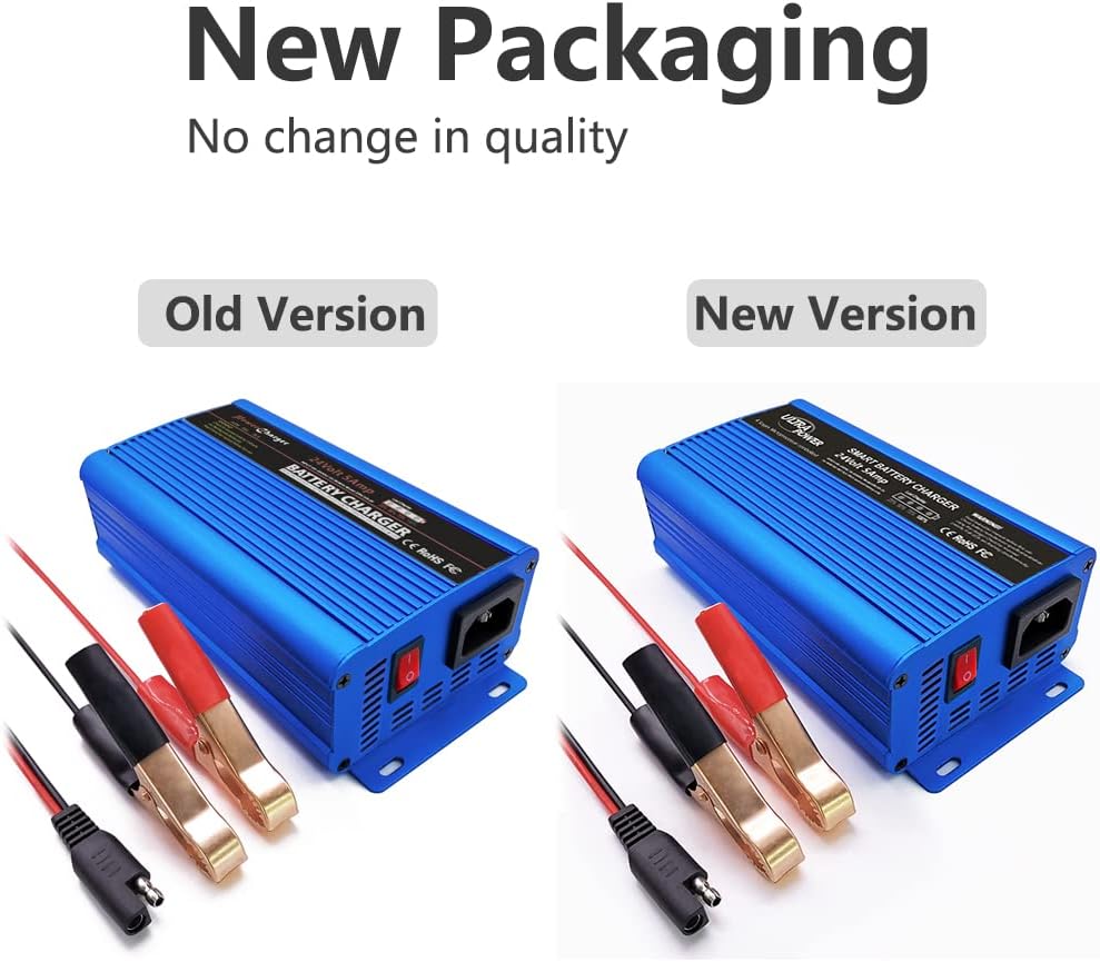 ULTRAPOWER 24 Volt Battery Charger Automatic Smart Charger 5-Amp Trickle Battery Charger Maintainer desulfator for Car Truck Marine Boat Truck Wheelchair with I/O Switch,3-Pin XLR Alligator Connector