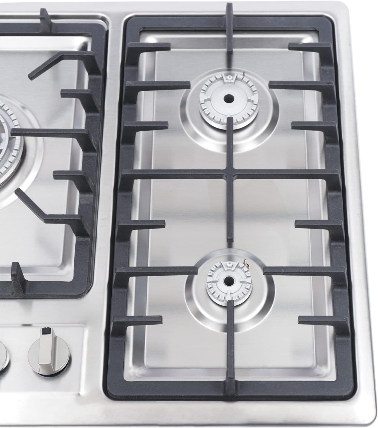 34 Inch 5 Burners Stainless Steel Built-In Gas Cooktop, Stove Top Gas Burners with Cast Iron Grates for Cooking(Silver)