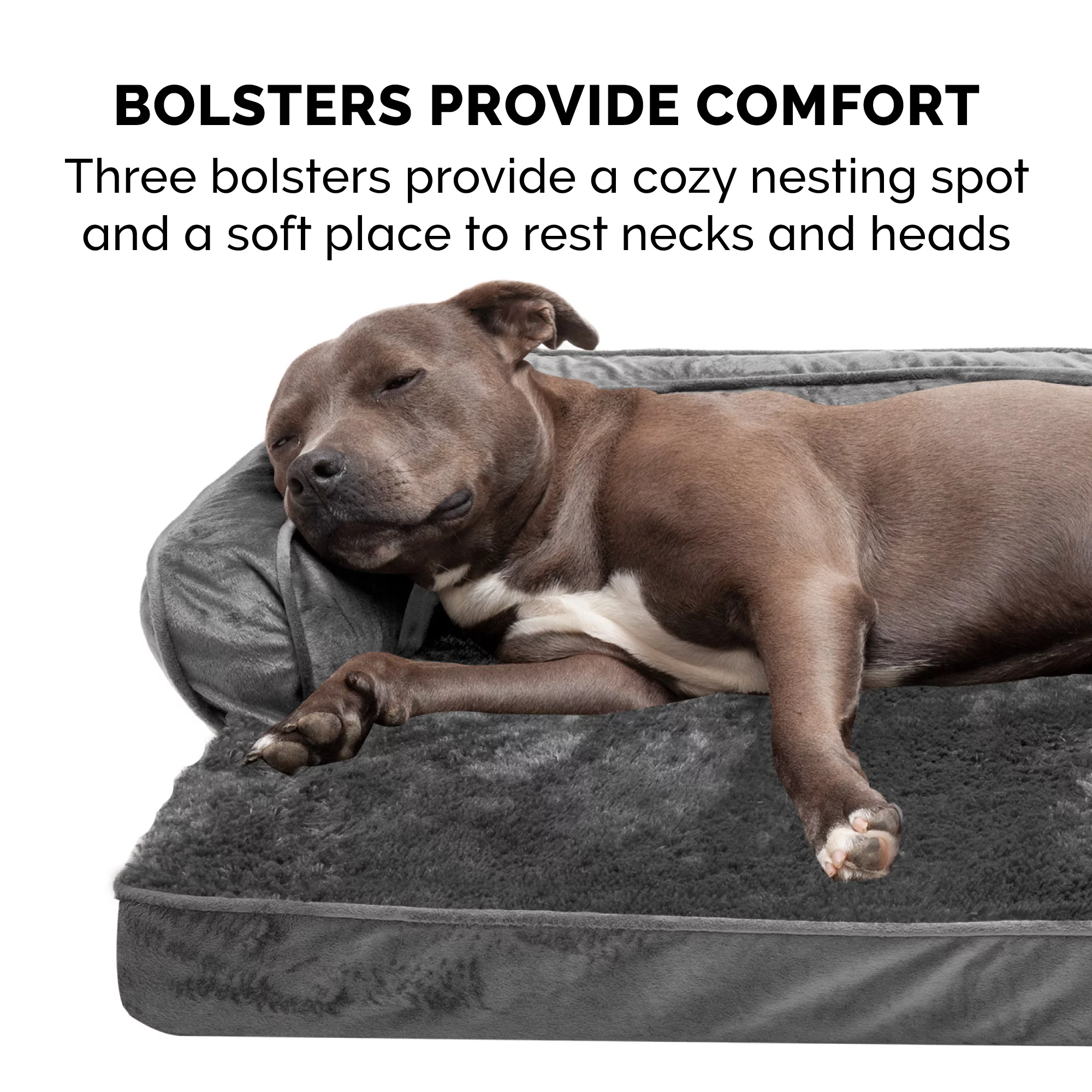 FurHaven Pet Products Plush & Velvet Comfy Couch Orthopedic Sofa-Style Pet Bed for Dogs & Cats - Dark Gray, Jumbo - Curated Treasures Market