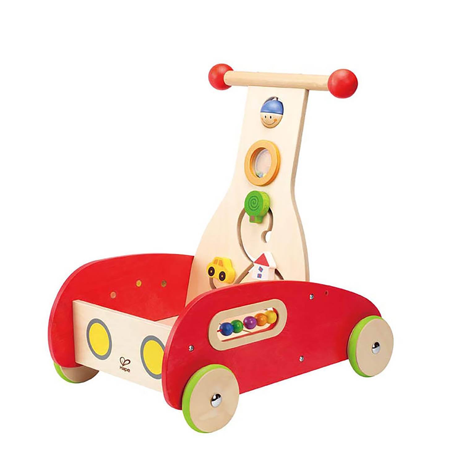 Hape Toys Toddler Baby Push u0026 Pull Toy Wonder Walker Cart with Blocks (2 Pack)