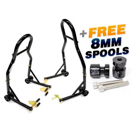 Venom Motorcycle Front+Rear Dual Lift Stand - w/ Spools for Suzuki Sv650/a/sa 2007-2008