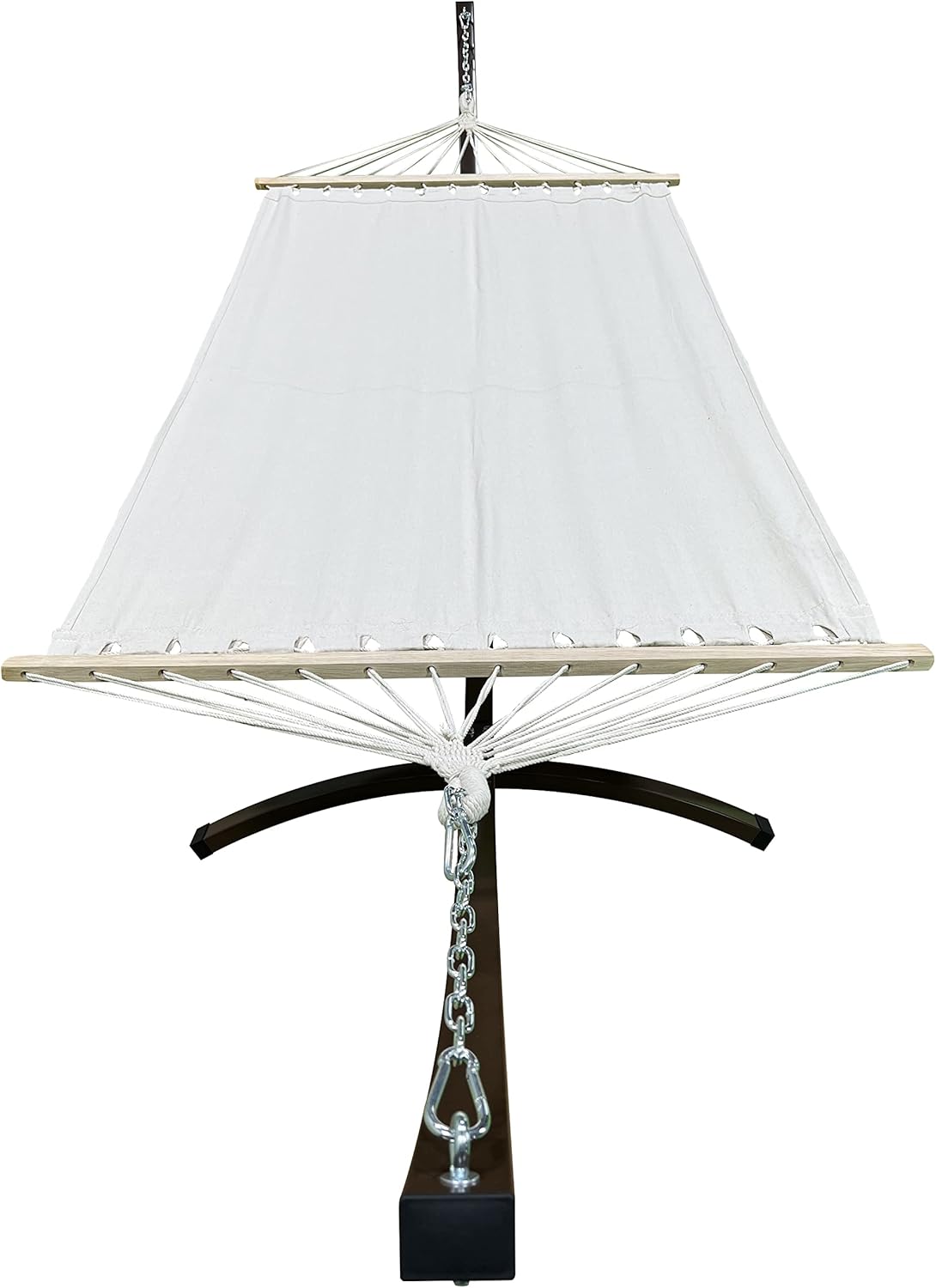 12Ft. Powder Coated Galvanized Steel Arc Hammock Stand w/Single Person Beige Bed. New Indoor/Outdoor Design(Brown)