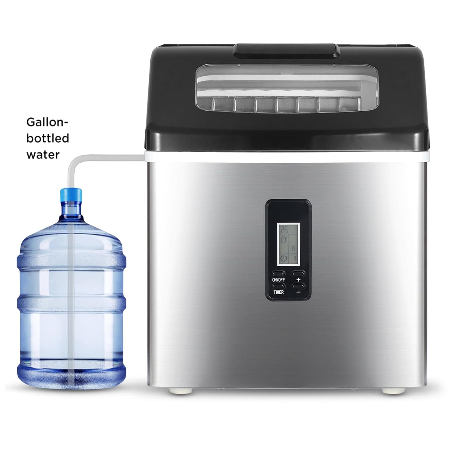 Ice Maker Countertop, 24 Cubes Ready in 15 Mins, 40lbs in 24Hrs,ice Machine with Ice Scoop for Home, Kitchen, Camping, RV, Bar