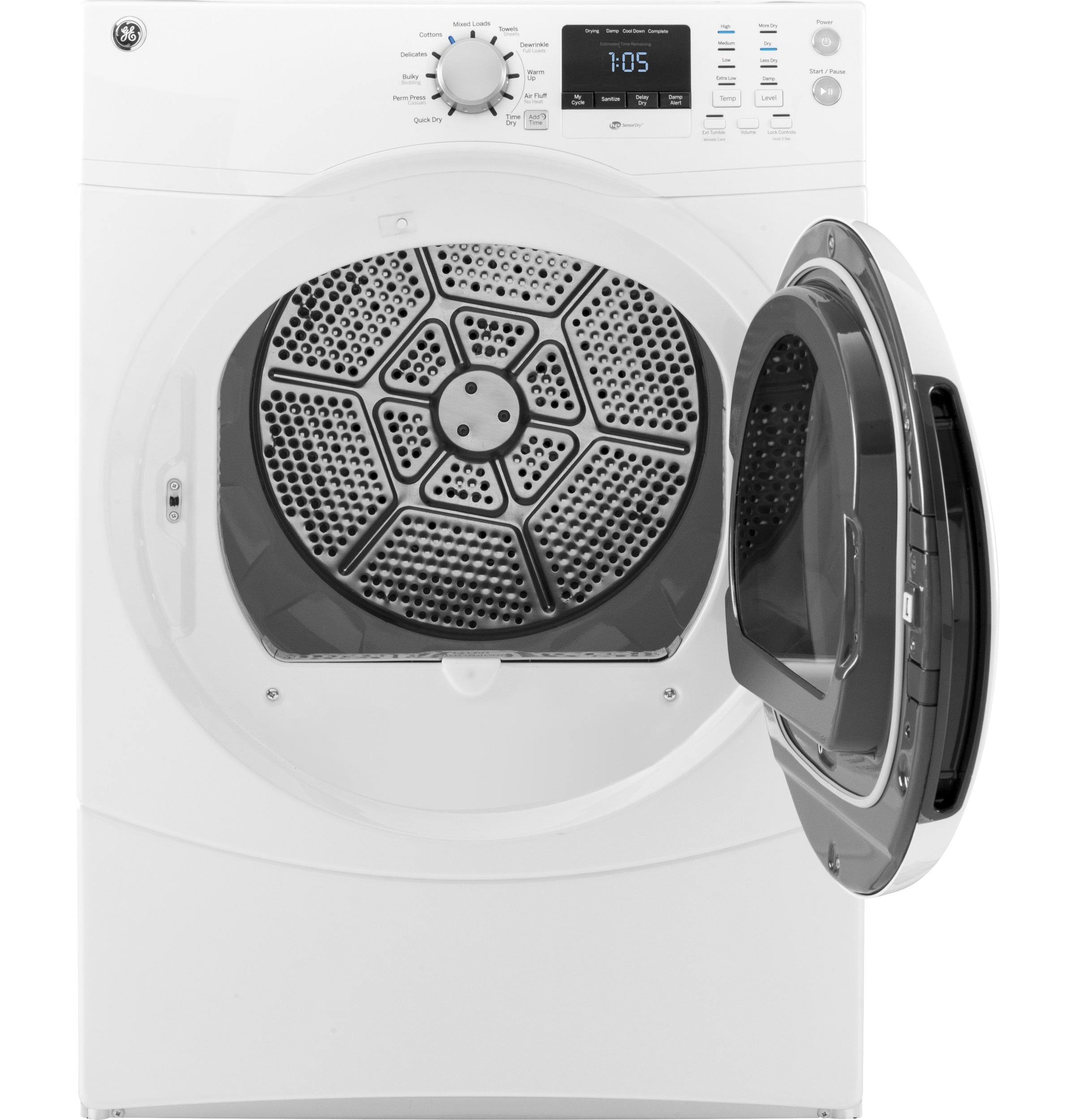 GE GFDN160EJWW 7.5 Cu. ft. White Electric Dryer