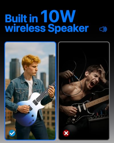 Enya Electric Guitar Inspire 39" Smart Electric Carbon Fiber Guitarra with 15W Wireless Speaker, 20 Distinct Tones, Onboard Presets, Charging Cable, Adjusting Wrench, and Gig Bag