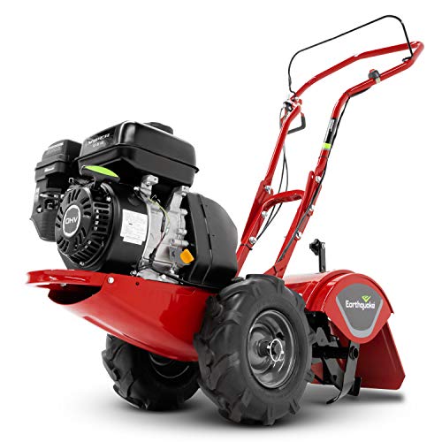 EARTHQUAKE Victory Rear Tine Tiller, Powerful 209cc 4-Cycle Viper Engine, Rugged Bronze Gear Transmission, Counter-Rotating Tines, Instant Reverse, Pneumatic Wheels, Model: 39381, Red/Black