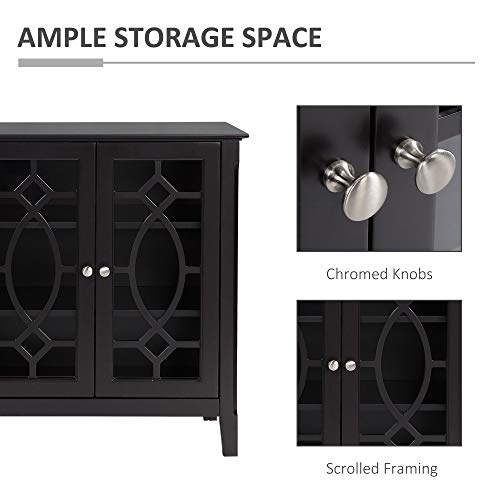 HOMCOM Sideboard Buffet Cabinet, Kitchen Storage Cabinet, Glass Door Accent Cabinet with Adjustable Shelves, White