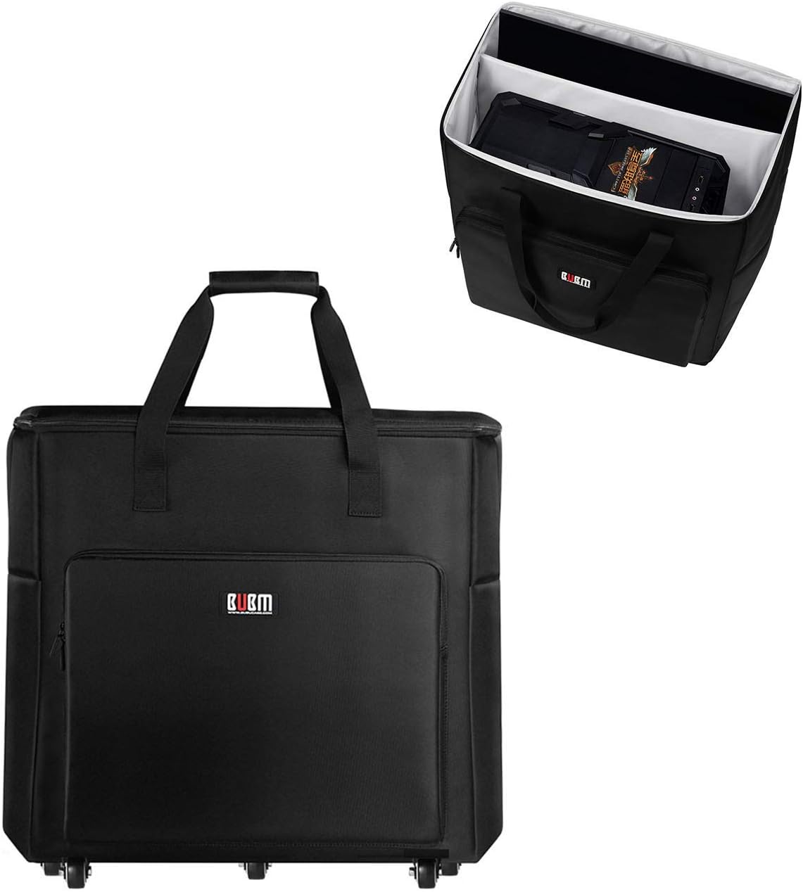 Buwico Desktop PC Computer Travel Storage Carrying Case Bag with Wheels for Computer Main Processor Case, Monitor, Keyboard and Accessories (27 Inch)