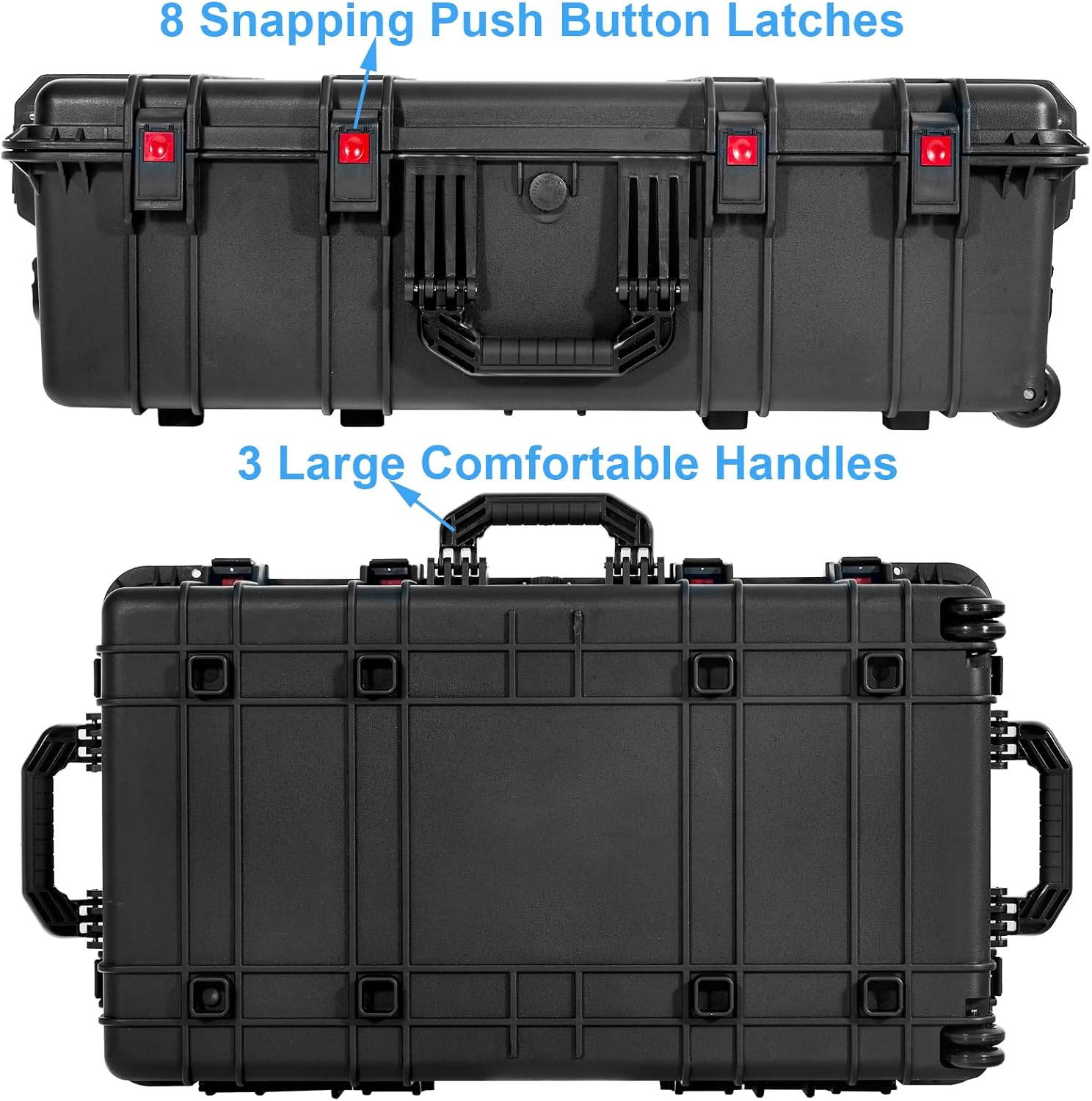 Regetek Waterproof Roller Hard Case 35"x 20.5"x 12", Equipment Case with Foam/Wheels for Camera, Tool, Electronics Gear, Instrument,IP67 Waterproof & Crushproof, Lockable, Transport Rolling Case
