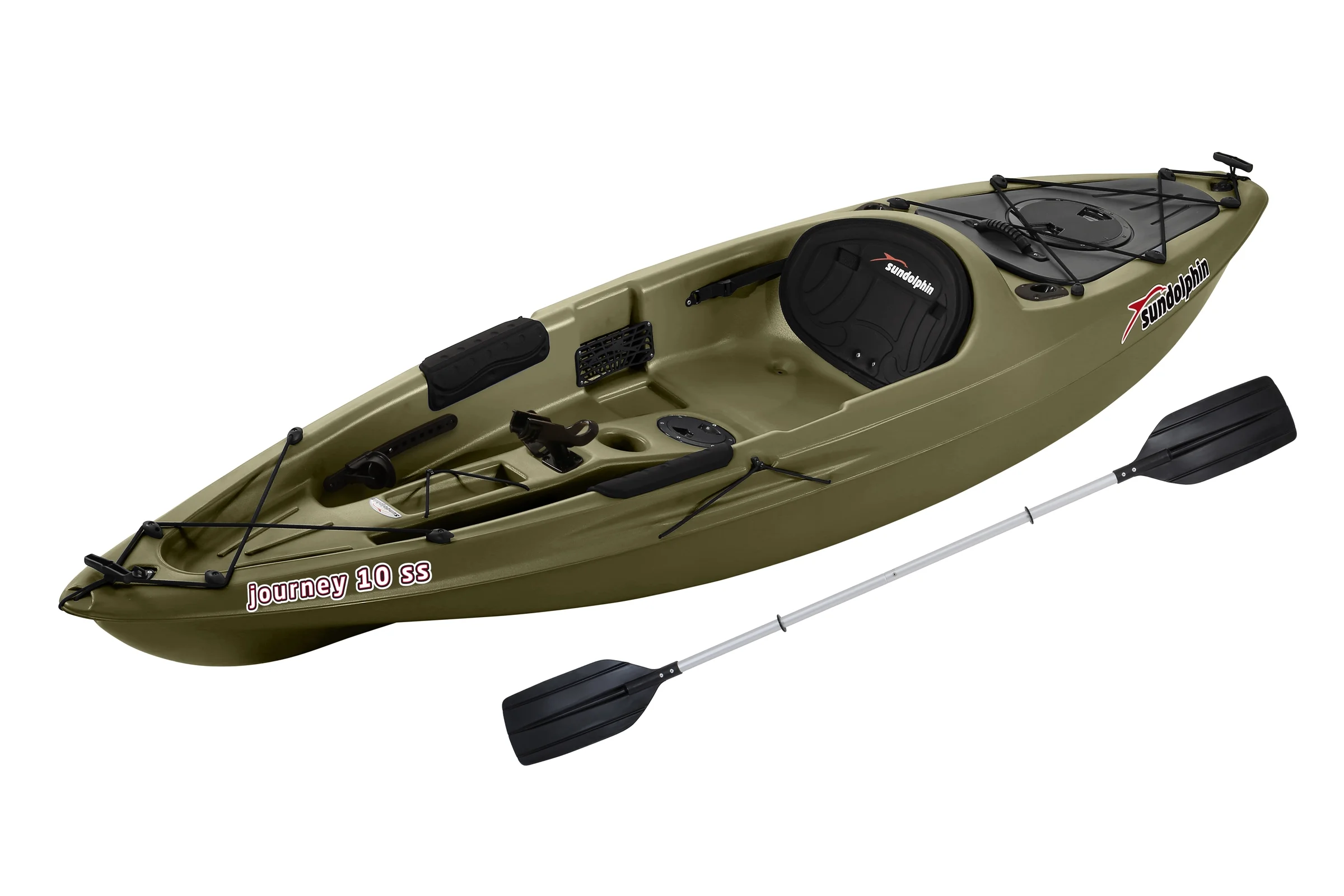 Sun Dolphin Journey 10' Sit-on Angler Kayak Olive, Paddle Included