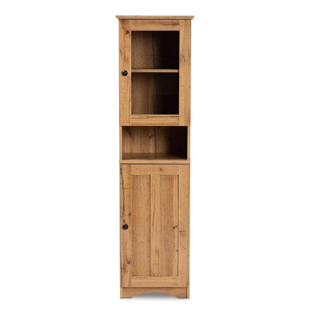 Oak Brown Finished Wood Buffet and Hutch Kitchen Cabinet Wotan Oak