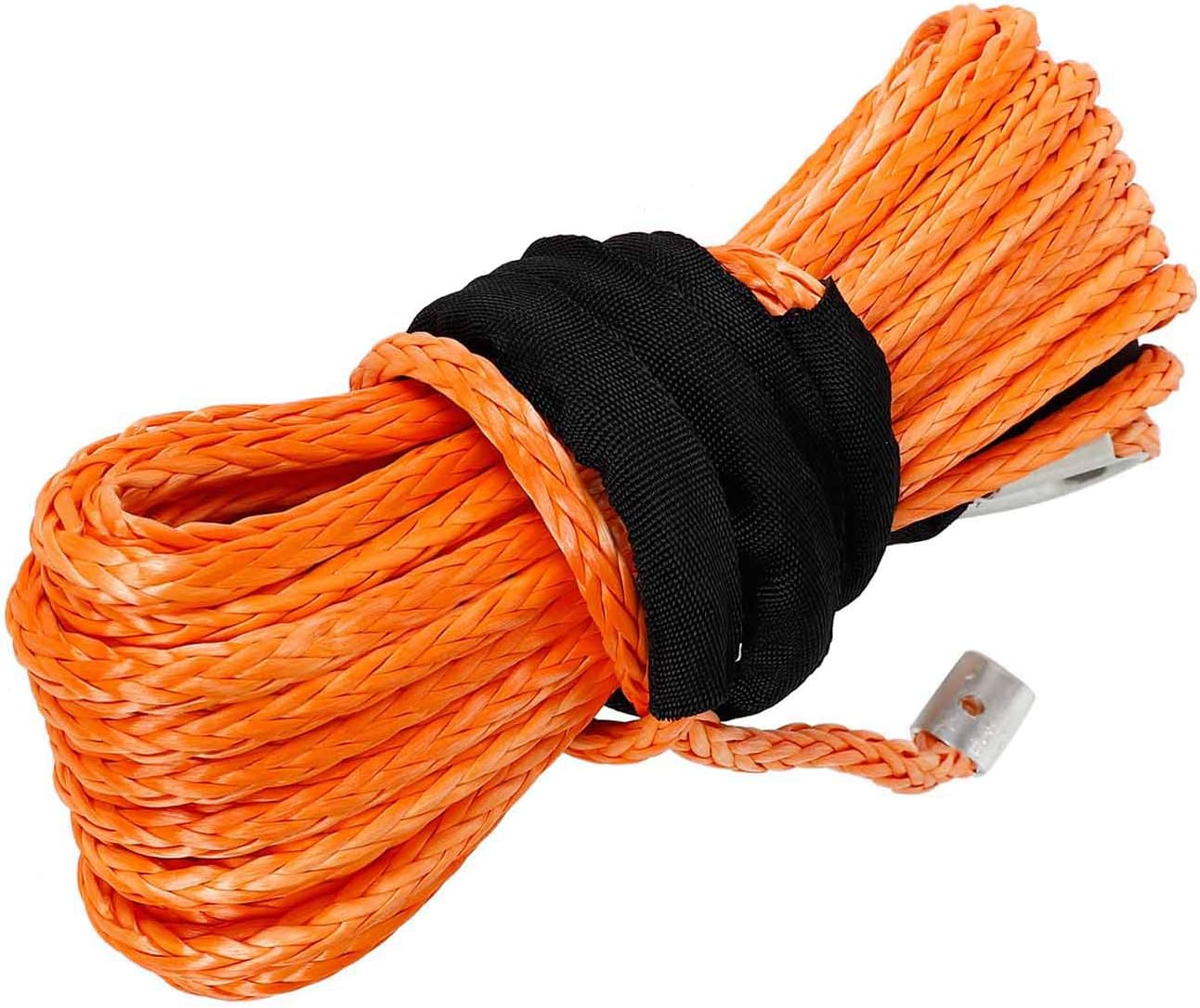 TYFYB 5/16" x 50' Synthetic Winch Rope 20000 LB Capacity Synthetic Winch Rope Line Cable W/Sheath Orange for ATV UTV Pack of 2