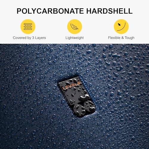 LEVEL8 Hard Shell Carry on Luggage Airline Approved, Carry-on Suitcases with Wheels, Lightweight Luminous Textured Hardside Travel Bag with Tsa Lock, 20 Inch, Black