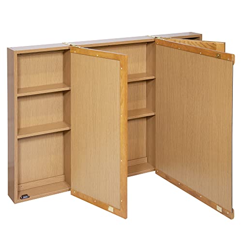 Design House 530576-NOK Richland Medicine Durable Nutmeg Oak Assembled Frame Bathroom Wall Cabinet w/Mirrored Doors, 36"