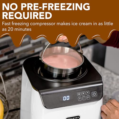 Whynter Ice Cream Maker Machine Automatic 2.1 Qt. Upright with Built-In Compressor, LCD Digital Display & Timer, No Pre-Freezing, ICM-201SB, Stainless Steel