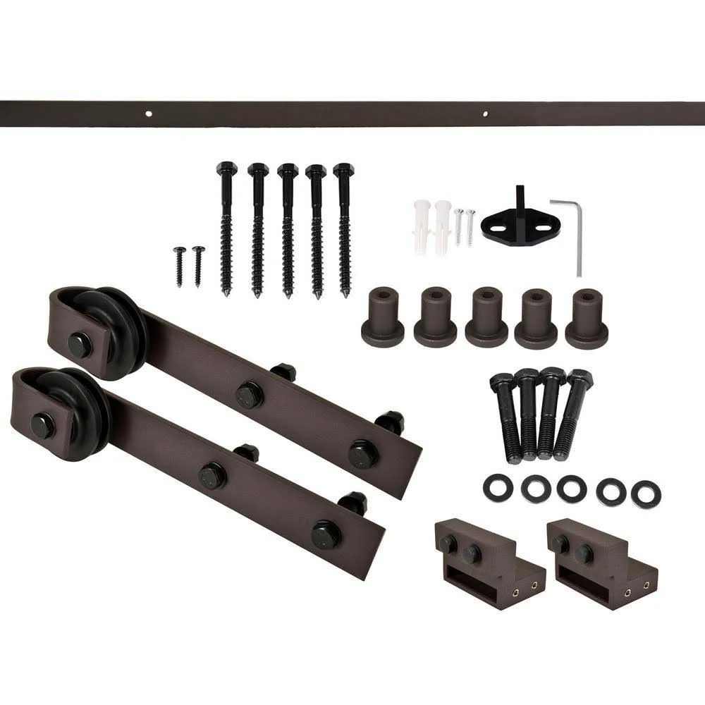 CALHOME K Series 36 in. x 84 in. White Knotty Pine Wood Interior Sliding Barn Door with Hardware Kit