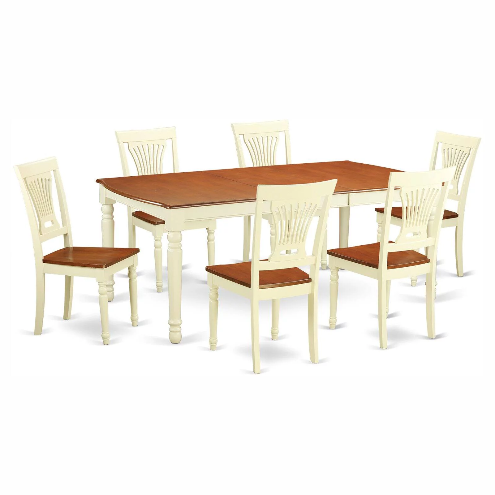 East West Furniture  7 Piece Dining Room Table Set- a Rectangle Table and 6 Dining Chairs, Buttermilk & Cherry (Seat Option) DOPL7-WHI-W