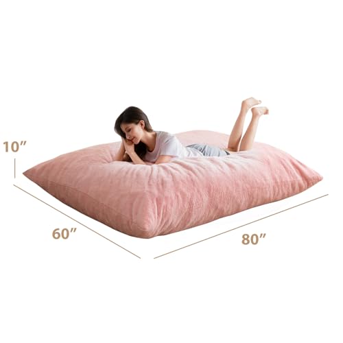 BYBYME 3 in 1 Bean Bag Chairs, Bean Bag Bed for Adults High-Density Foam Filling, Convertible Sofa Bed Faux Fur, Giant Bean Bag Chairs for Adults