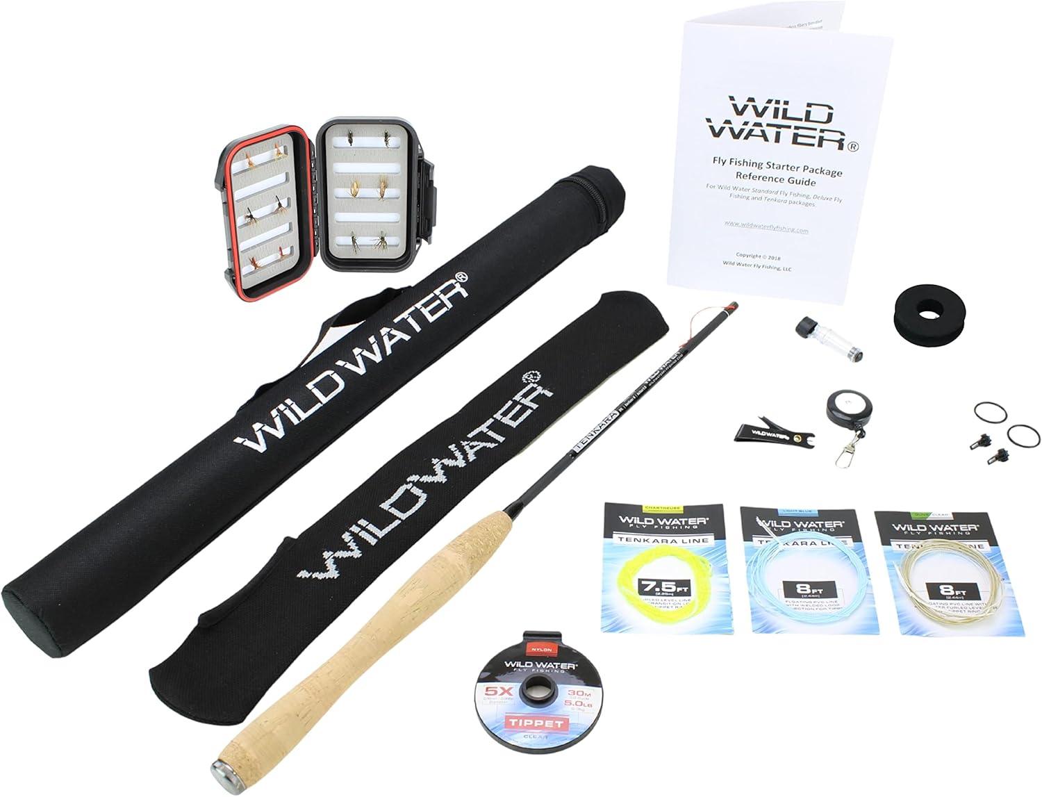 Wild Water Fly Fishing 8' Tenkara Fly Rod Complete Combo Starter Package with Flies