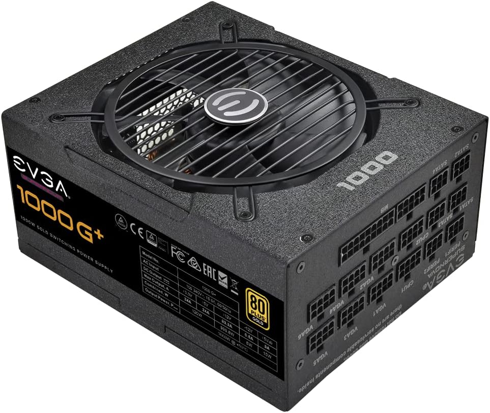 EVGA SuperNOVA 1000 G+, 80 Plus Gold 1000W, Fully Modular, FDB Fan, 10 Year Warranty, Includes Power ON Self Tester, Power Supply 120-GP-1000-X1,Black