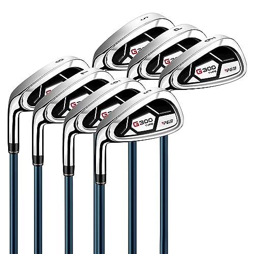 PGM Men's Complete Golf Club Sets - 12 Pieces - 3 Wood (#1,3,5), 1 Hybrid (#4H), 6 Irons(#5,6,7,8,9,PW), 1 Sand Wedge (55°), 1 Putter - Golf Stand Bag - Titanium Club Head