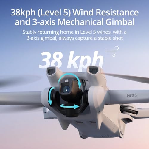 DJI Mini 3 (DJI RC), Lightweight 3x Mechanical Gimbal Drones with Camera for Adults 4K, 38-min Flight Time, up to 32800ft (10km) Video Transmission, Vertical Shooting, GPS Auto Return Integrated