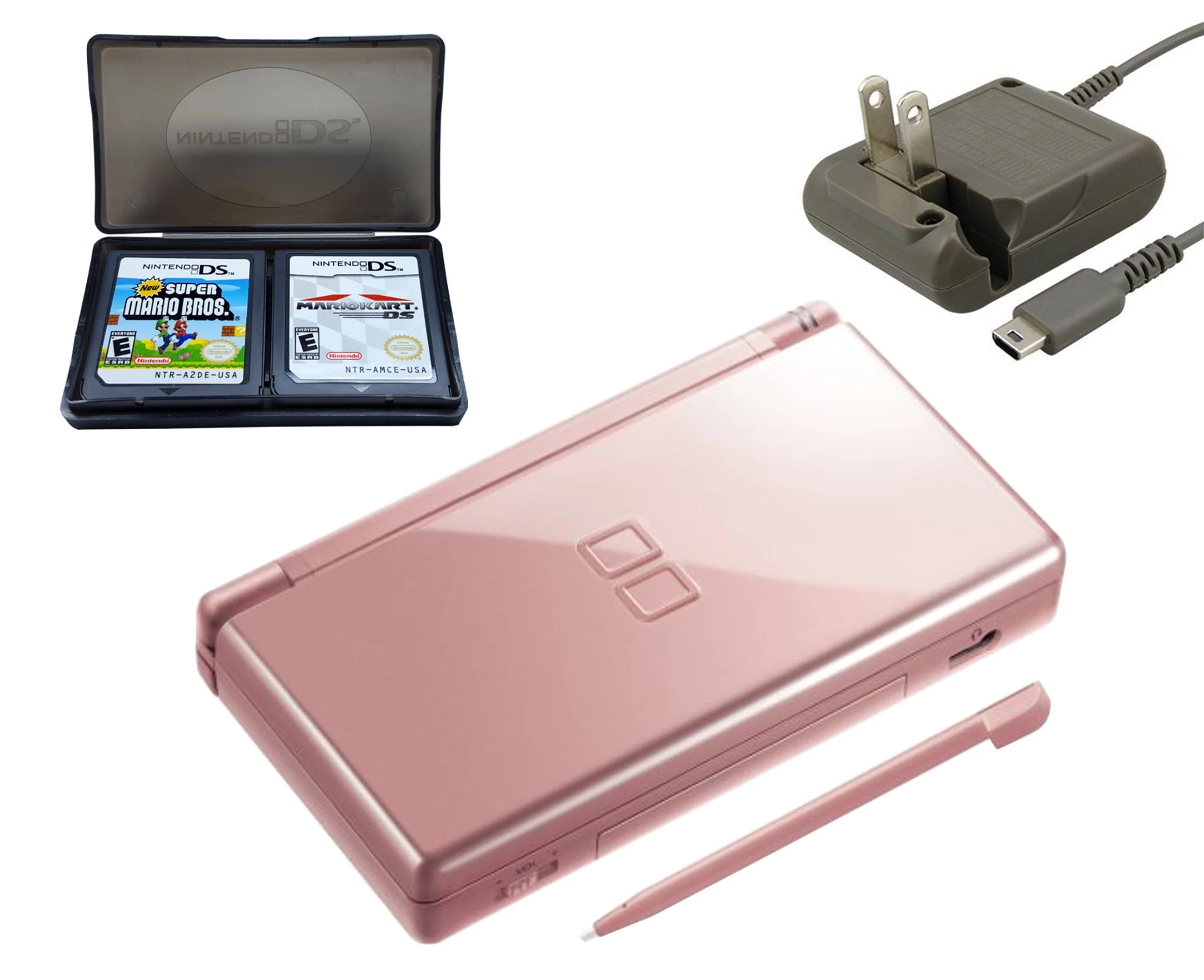 Restored Nintendo DS Lite Metallic Rose with Super Mario Bros and Mario Kart Games (Refurbished)