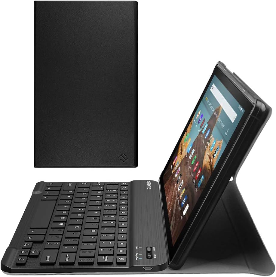 Fintie Keyboard Case for Fire HD 10 (Compatible with 7th and 9th Generations, 2017 and 2019 Releases), Slim Lightweight Stand Cover with Detachable Wireless Bluetooth Keyboard, Black