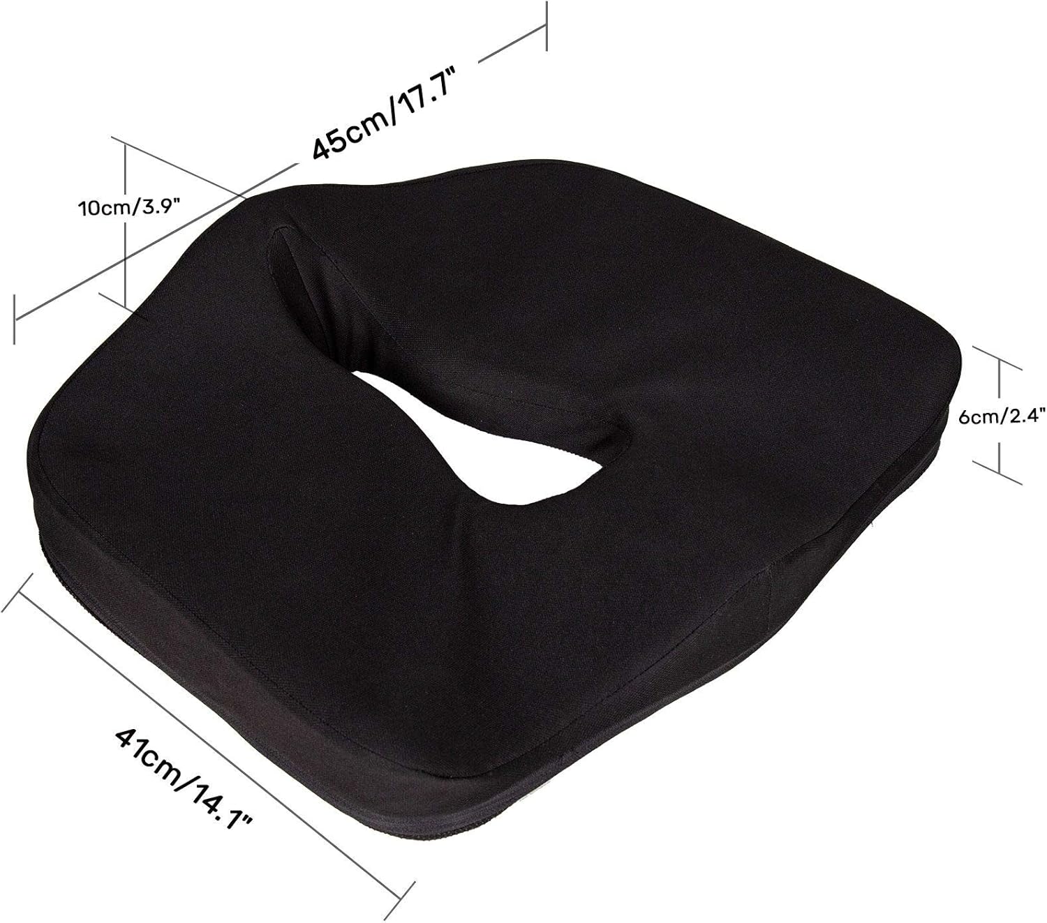 Office Chair Seat Cushion Comfortable Memory Foam Desk Chair Cushion Car Coccyx Seat Cushion Wheelchair Memory Foam Pillow with Anti-Slip Bottom Relieves Back, Hip, Tailbone, Sciatica Pain, Black