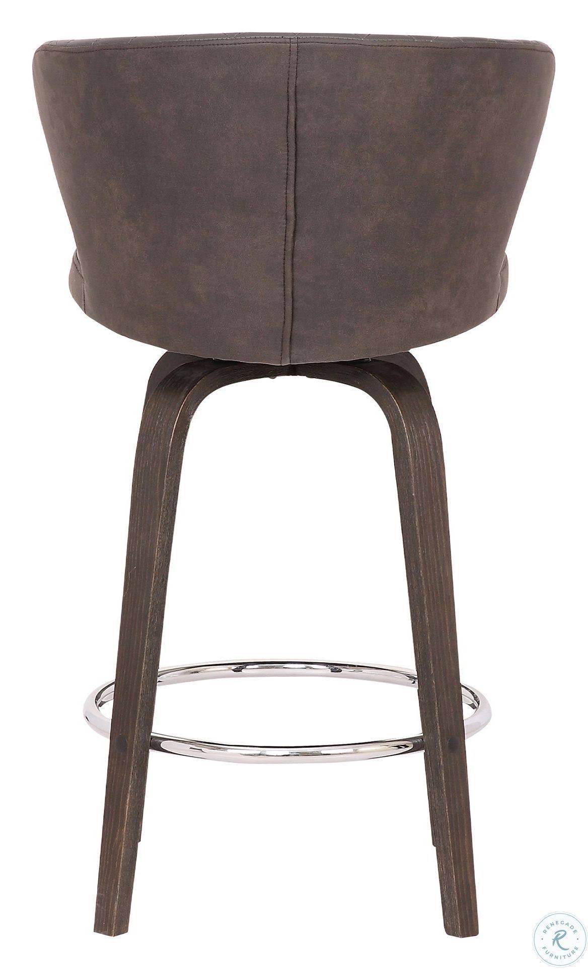 Armen Living Mynette 30x22 Swivel Brown Faux Leather Bar Stool