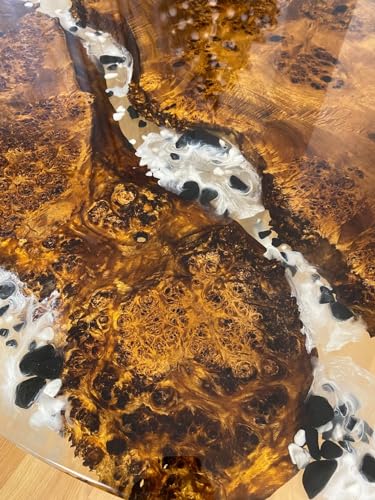 TUZECH Customized Round Clear Epoxy Resin Dining Table Coffee Table Centre Table Live Edge Table Console Table Living Room Table Study Table Patio Table End/Side Table (without Stand, 18 x 18 Inches)