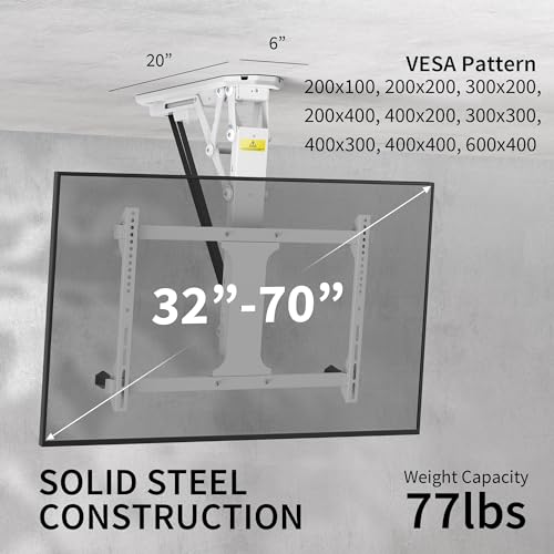 VIVO Electric Ceiling TV Mount Large Flip Down Motorized Pitched Roof VESA Mount