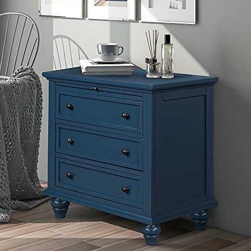 3-Drawer Bedroom Nightstand Storage Cabinet, Bedside Table End Table with Pull Out Tray, Modern Wooden Side Table Dresser for Bedroom Hallway Living Room (Black)
