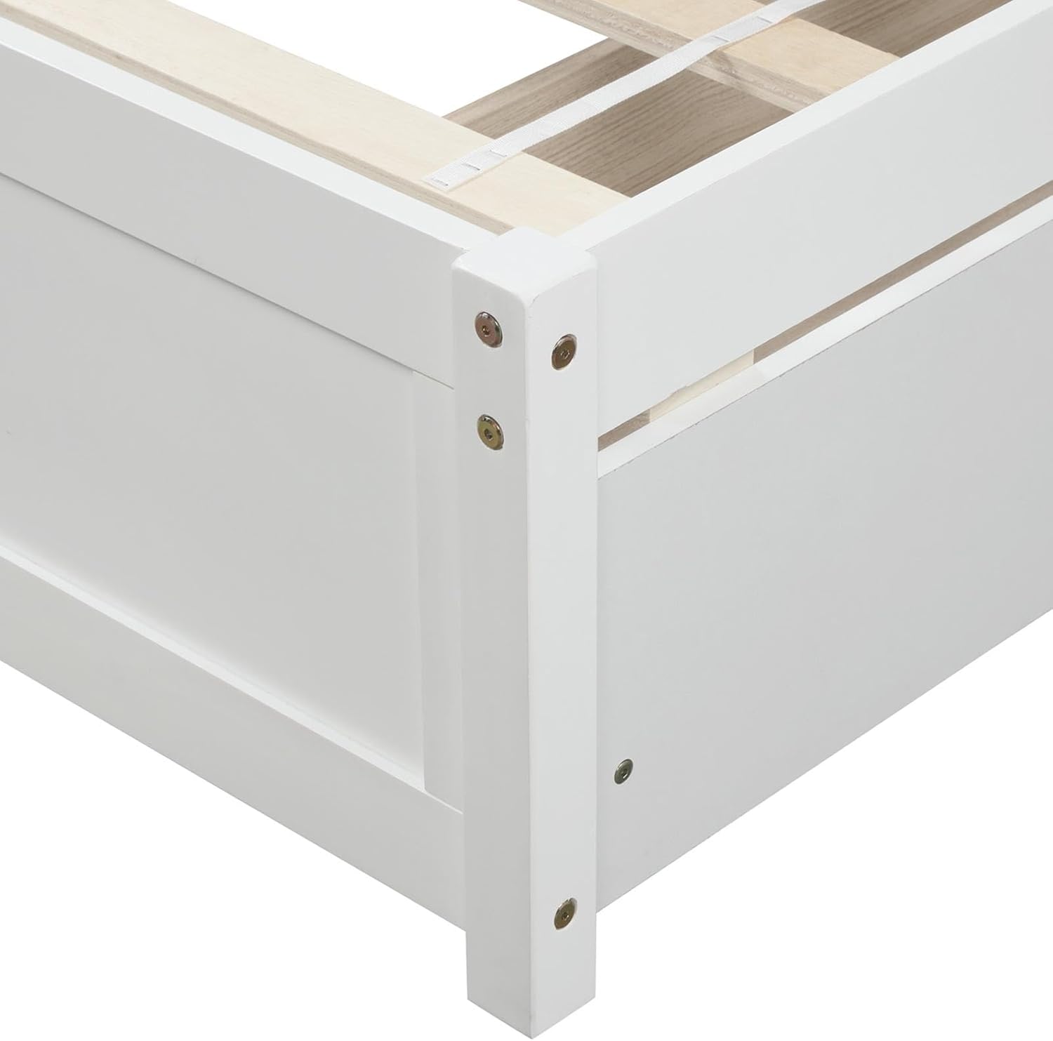 Bed frame with storage drawers, platform double bed frame with two drawers and headboard, large bed frame, no box spring required, white 79.5x41.8x37.4 inches