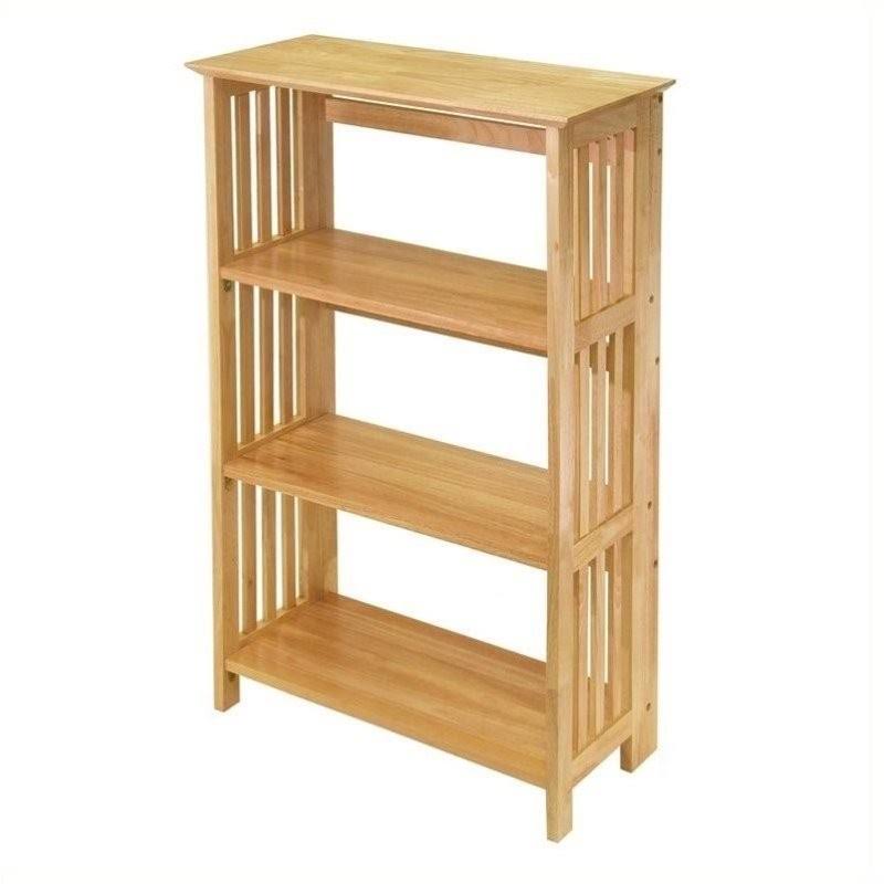 Pemberly Row 4-Tier Folding Bookcase in Beech Finish, Brown