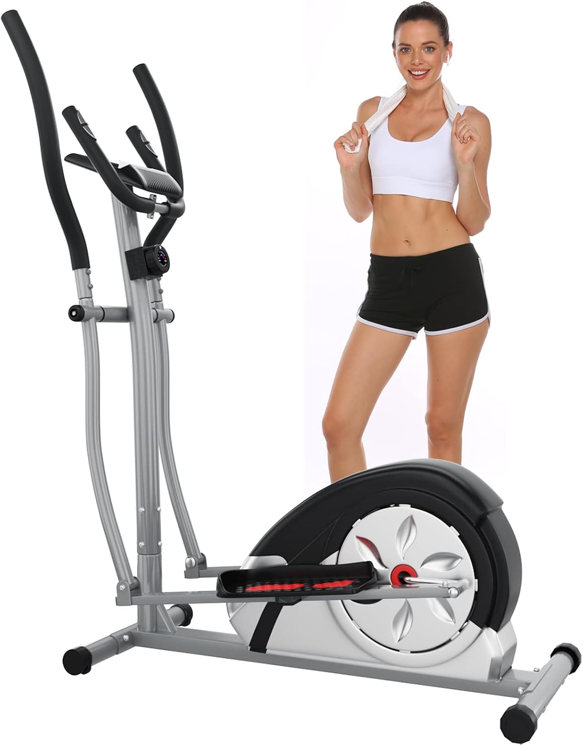 Elliptical Machine Magnetic Elliptical Training Machine for Home Use Elliptical Training Machines with LCD Monitor and Smooth Quiet Driven Pulse Rate Grips