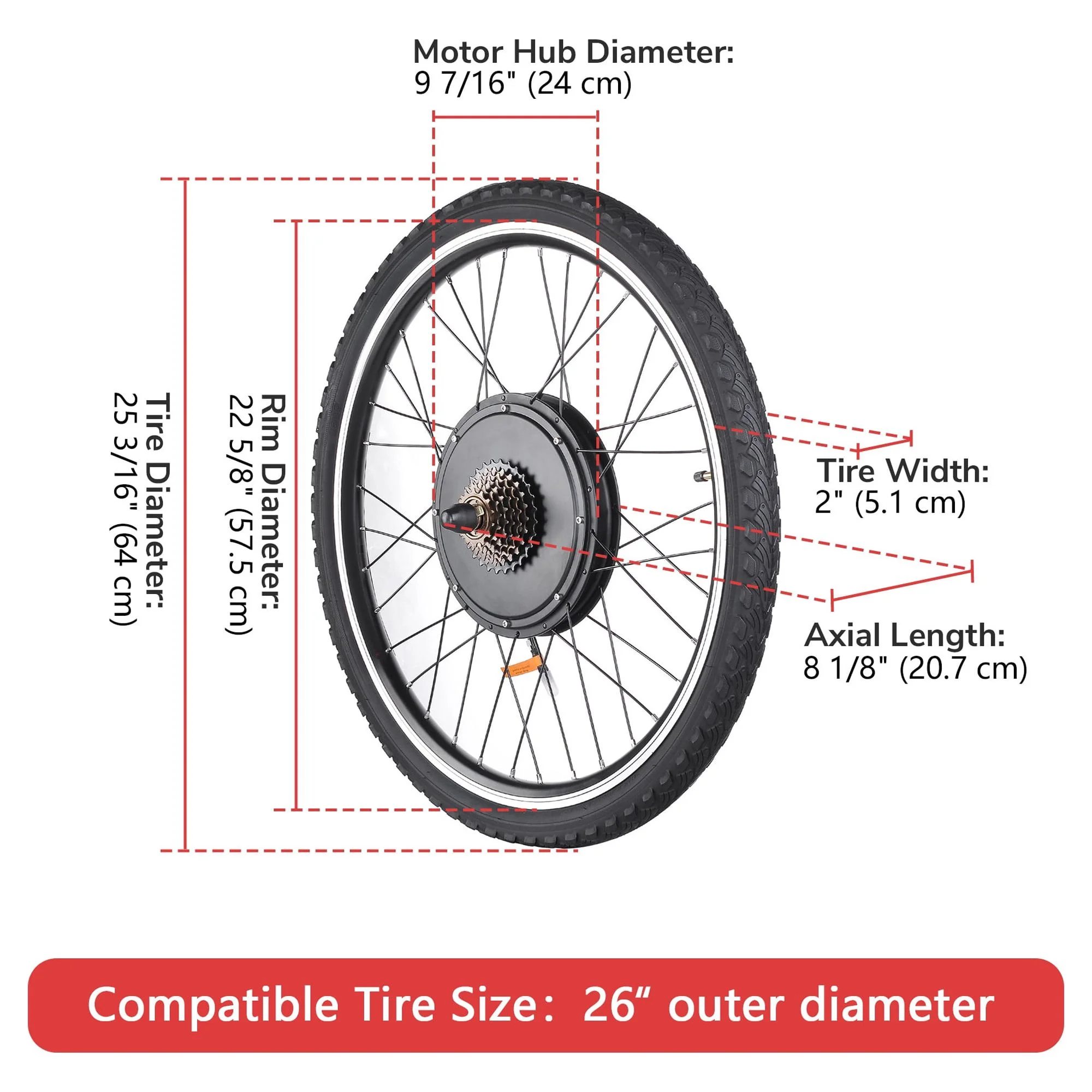 Yescom Electric Bike Conversion Kit 48V 1000W 26" Rear Wheel E-Bike Conversion Kit W/ LCD Display PAS
