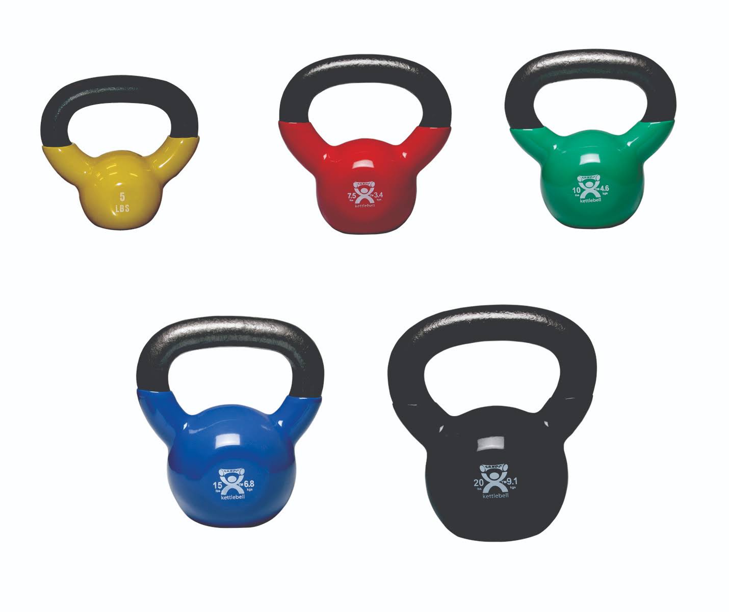 Cando Vinyl Coated Kettlebell - 5-Piece Set