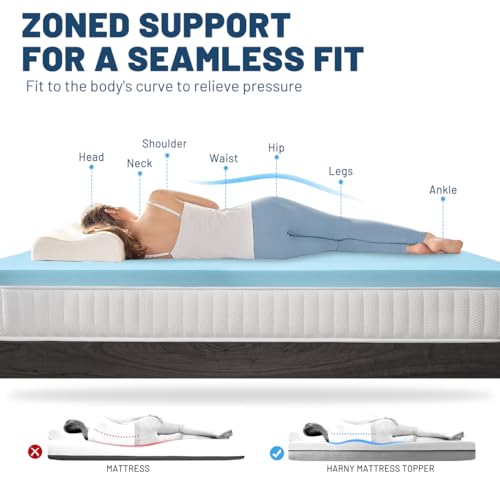 3 Inch Gel Memory Foam Mattress Topper Queen Size, Cooling Bed Topper for Comfort Body Support & Pressure Relief with Removable Breathable Soft Cover, CertiPUR-US Certified