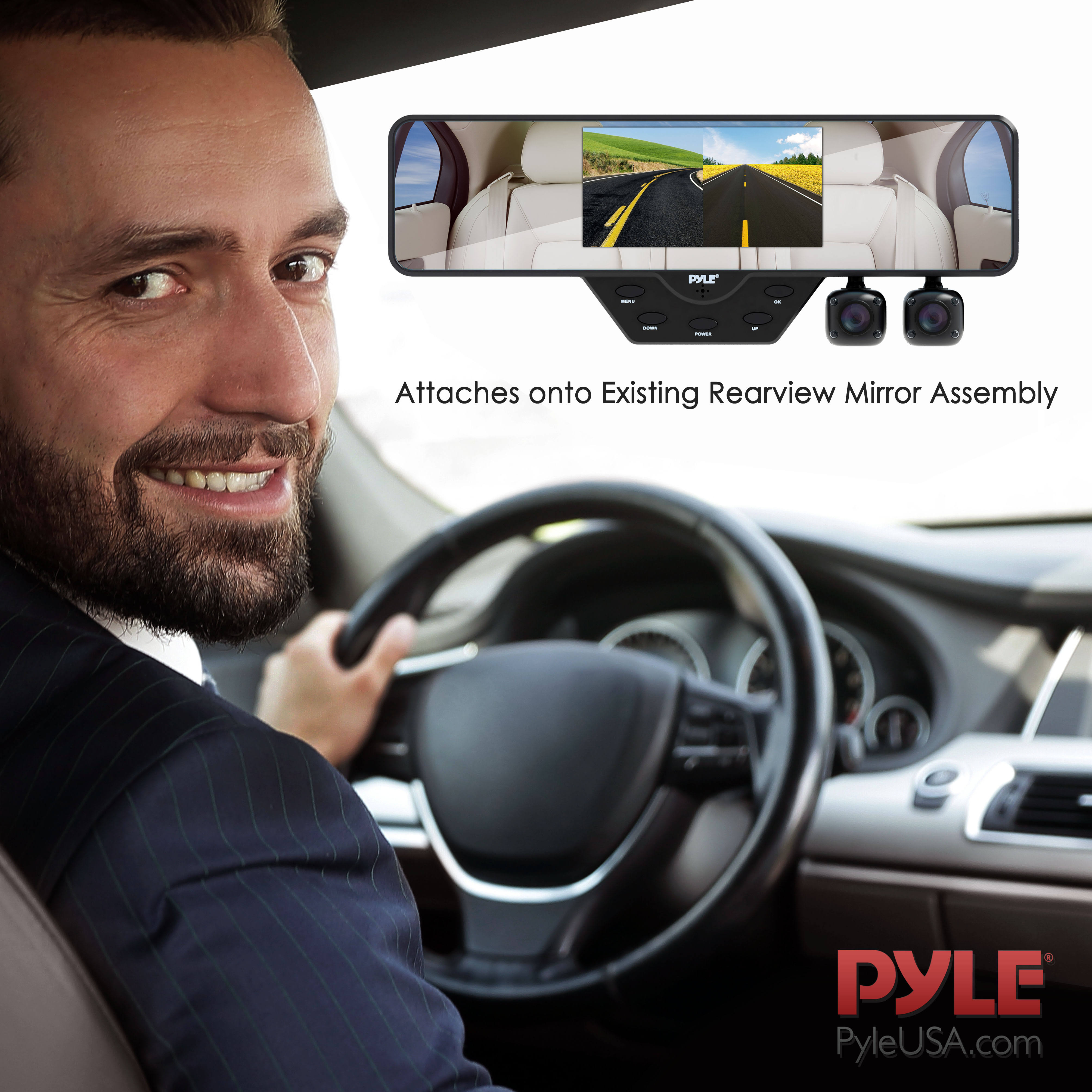 Pyle Multi Dash Cam Video Recording System - Rearview Backup u0026 Driving HD Camera