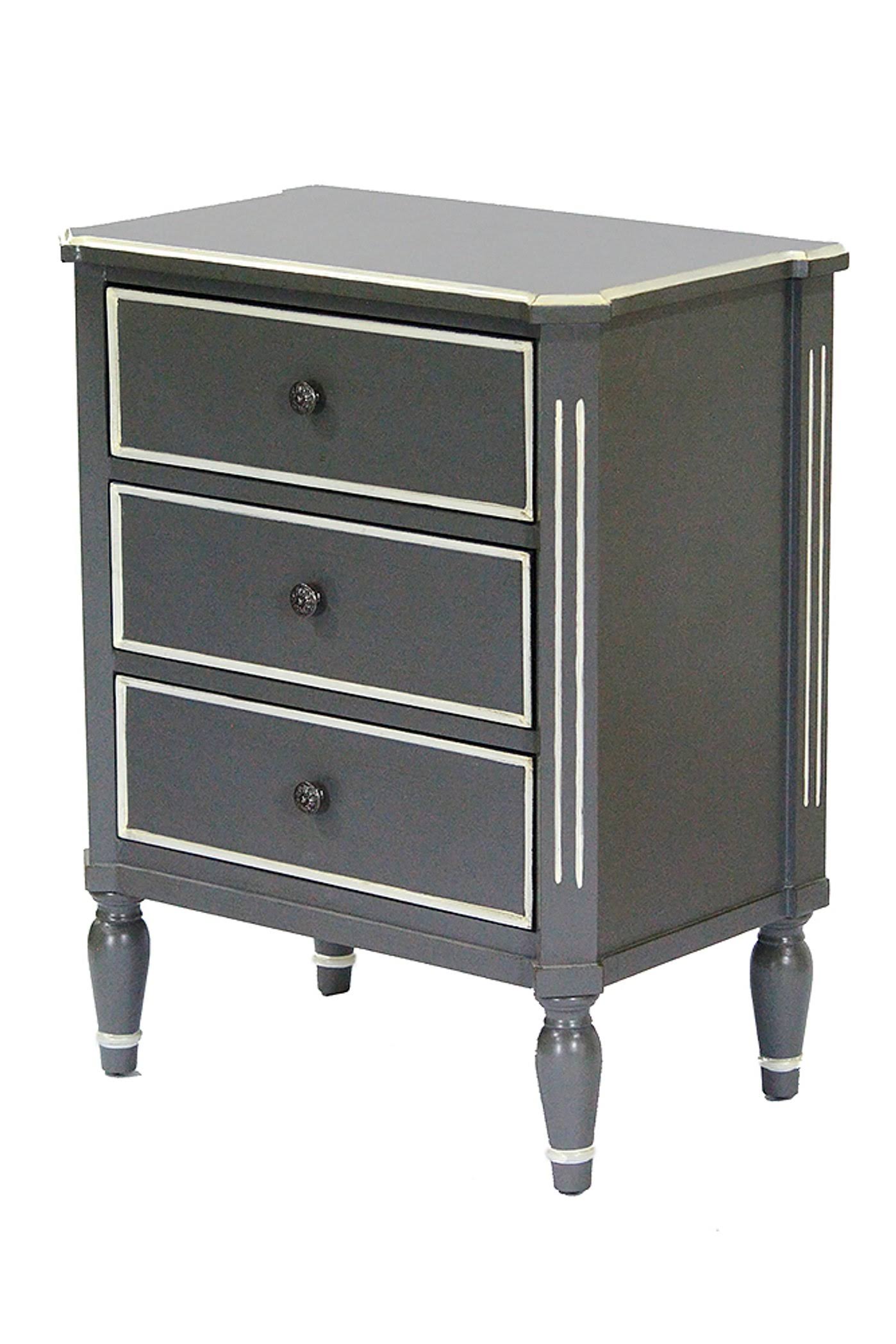 Gray Wood Accent Cabinet with 3 Drawers